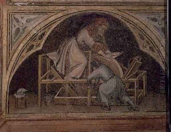 The Knife Grinder from The Working World cycle after Giotto 1450 Oil Painting by Nicolo & Stefano da Ferrara Miretto