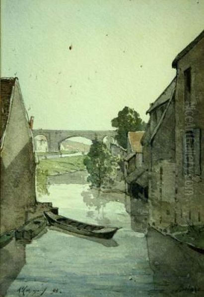 Briare, La Riviere Oil Painting by Henri-Joseph Harpignies