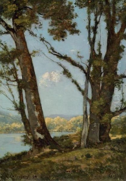 Along The River Moine, Clisson Oil Painting by Henri-Joseph Harpignies