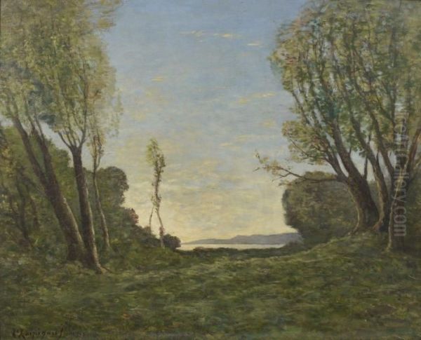 Bord De Loire Oil Painting by Henri-Joseph Harpignies