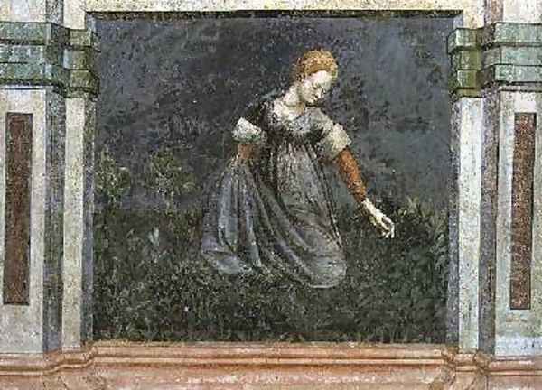 Woman collecting herbs in the country after Giotto1450 Oil Painting by Nicolo & Stefano da Ferrara Miretto