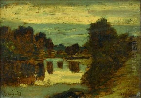 Paysage A L'etang Oil Painting by Henri-Joseph Harpignies