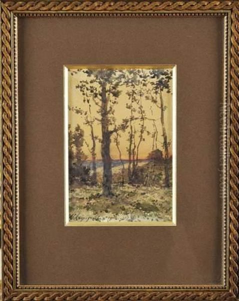 Arbres Au Crepuscule Oil Painting by Henri-Joseph Harpignies