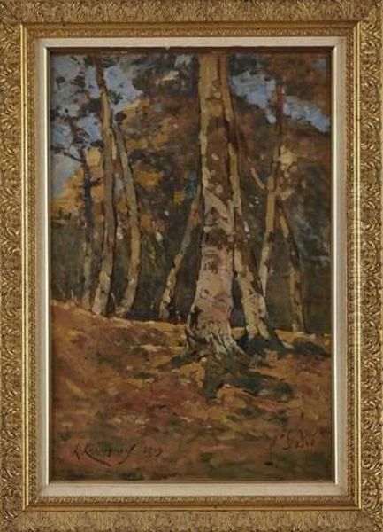 Troncs D'arbres Oil Painting by Henri-Joseph Harpignies