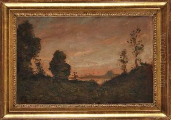 Paysage Au Soleil Couchant Oil Painting by Henri-Joseph Harpignies