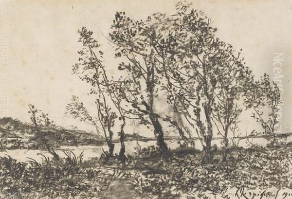 Les Arbres Oil Painting by Henri-Joseph Harpignies