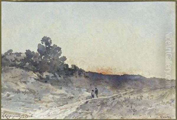 Les Environs De Menton Oil Painting by Henri-Joseph Harpignies