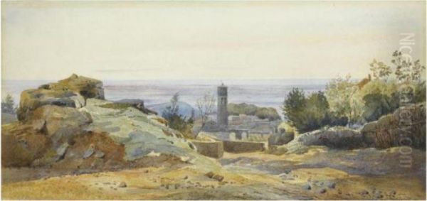 View Of Albano Oil Painting by Henri-Joseph Harpignies