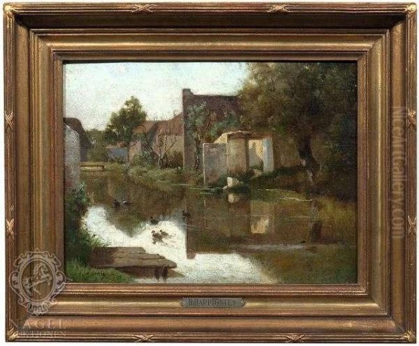 Summeryriver Landscape Oil Painting by Henri-Joseph Harpignies