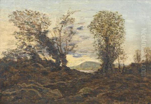 Heidelandschaft In Der Dammerung Oil Painting by Henri-Joseph Harpignies