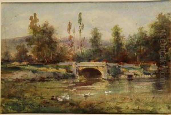 Paisaje Con Puente Oil Painting by Henri-Joseph Harpignies