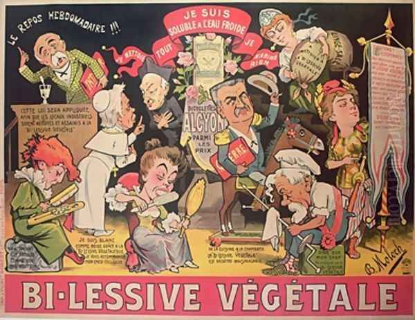 Poster advertising Bi-Lessive vegetale Oil Painting by Colomb B. Moloch