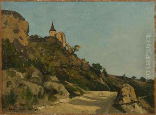 Chapel En Provence. Oil Painting by Henri-Joseph Harpignies