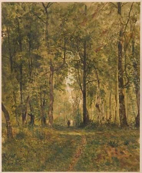 Paysage Avec Une Figure Dans Une Foret Oil Painting by Henri-Joseph Harpignies