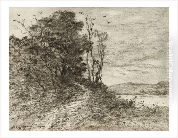 Paysage A L'etang Oil Painting by Henri-Joseph Harpignies