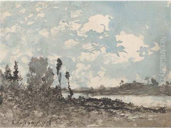 Bord De Riviere Oil Painting by Henri-Joseph Harpignies