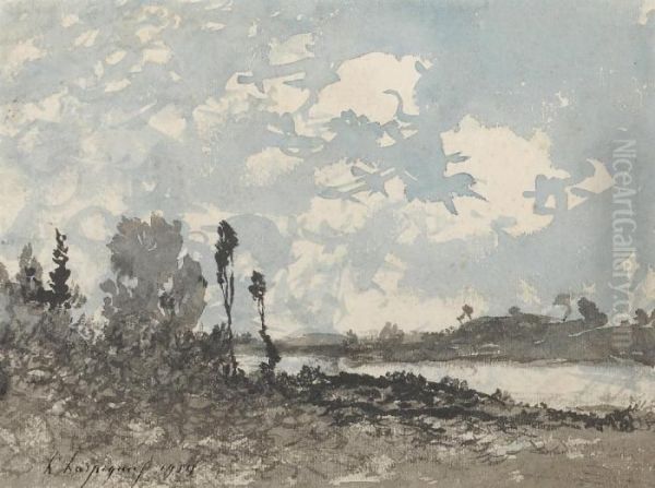 Bord De Riviere Oil Painting by Henri-Joseph Harpignies