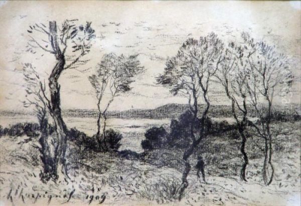 Paysage Oil Painting by Henri-Joseph Harpignies