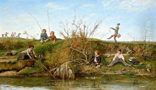 Ragazzi Che Marinano La Scuola Oil Painting by Henri-Joseph Harpignies