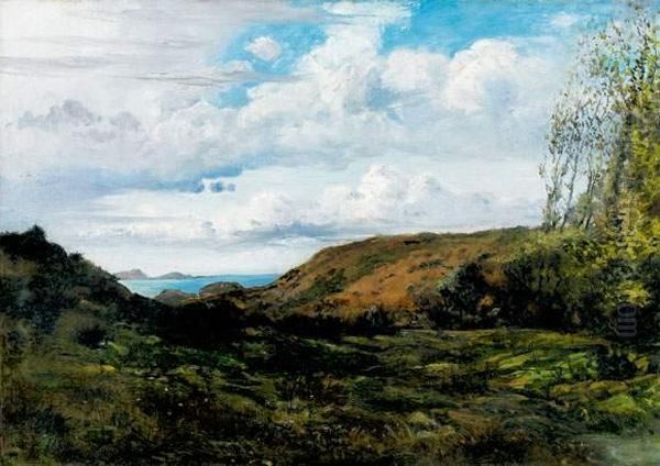 La Lande Pres De La Mer Oil Painting by Henri-Joseph Harpignies