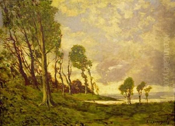 Paysage, Circa 1910 Oil Painting by Henri-Joseph Harpignies