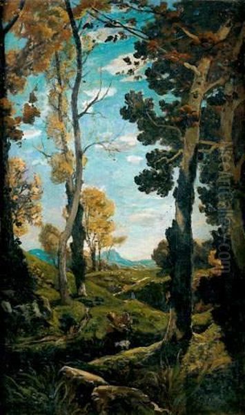 Paysage Au Berger Oil Painting by Henri-Joseph Harpignies