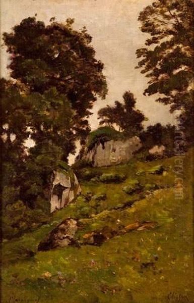 Clisson Oil Painting by Henri-Joseph Harpignies