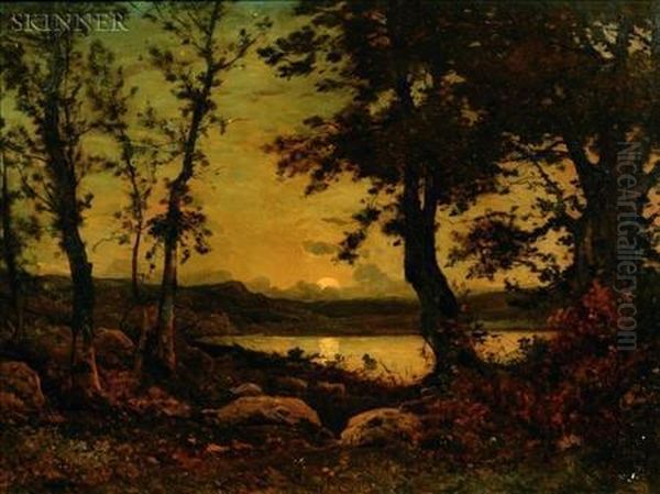 Landscape At Dusk Oil Painting by Henri-Joseph Harpignies