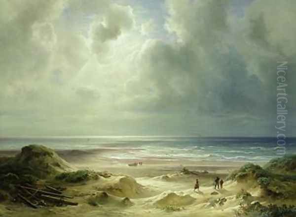 Dune by Hegoland Tranquil Sea Oil Painting by Carl Morgenstern