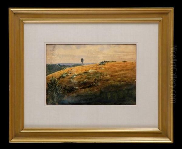 Hilltoplandscape Oil Painting by Henri-Joseph Harpignies