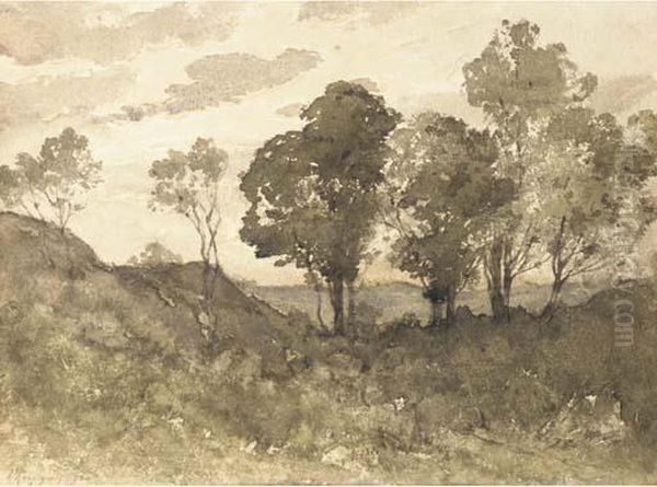 Un Paysage Boise Oil Painting by Henri-Joseph Harpignies