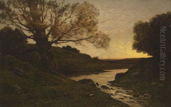 Riviere Au Petit Matin Oil Painting by Henri-Joseph Harpignies