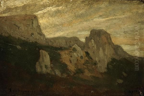 Alture Di Capri Oil Painting by Henri-Joseph Harpignies