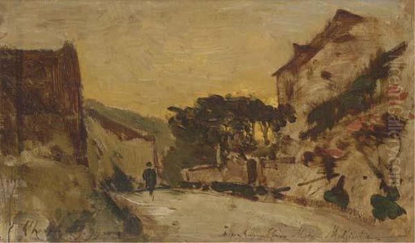 L'entree Du Village Oil Painting by Henri-Joseph Harpignies