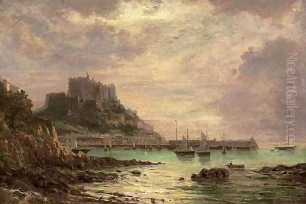 Gorey Castle, Jersey Oil Painting by Carl Morgenstern