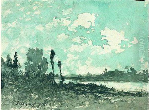 Paysage Au Cours D'eau Oil Painting by Henri-Joseph Harpignies