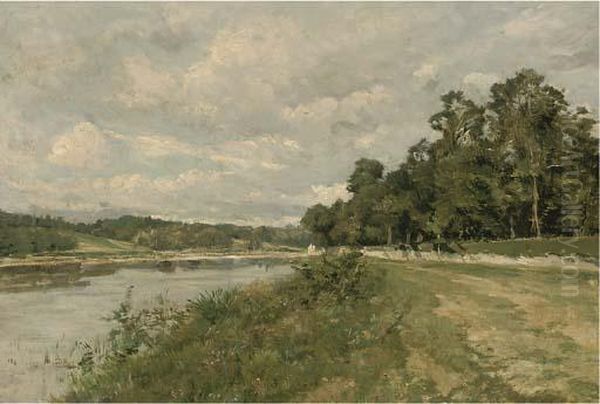 A Summer's Day By The River Oil Painting by Henri-Joseph Harpignies