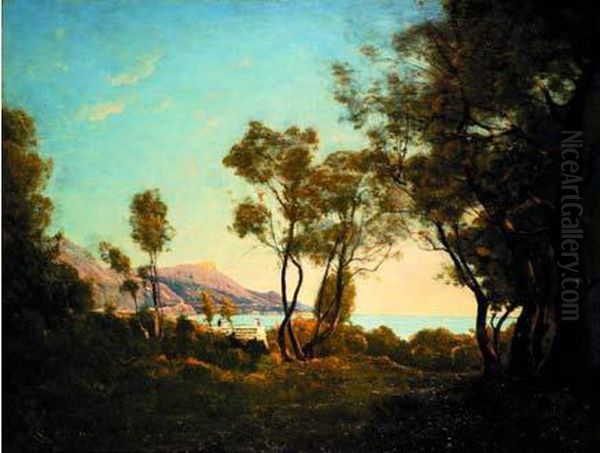 Riviera Oil Painting by Henri-Joseph Harpignies