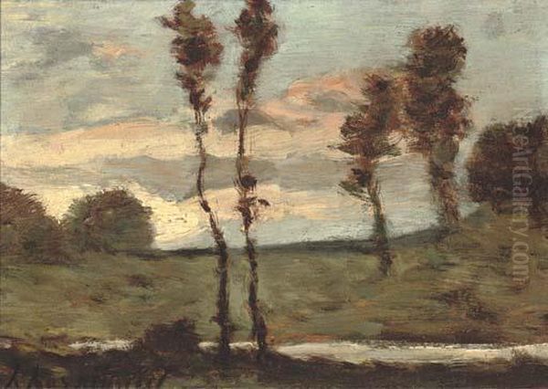 Paysage Au Couche De Soleil Oil Painting by Henri-Joseph Harpignies