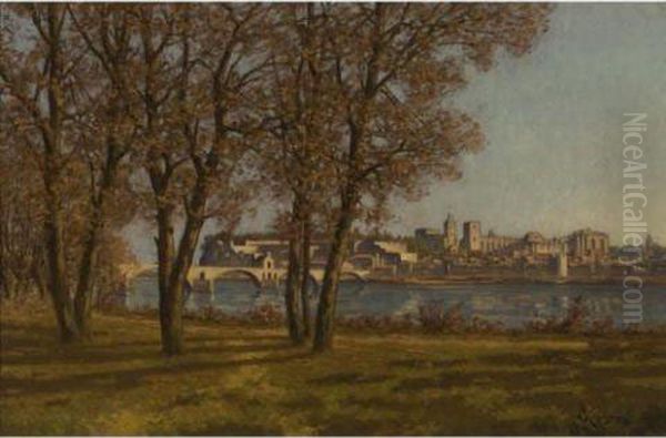 Chateau Des Papes A Avignon Oil Painting by Henri-Joseph Harpignies