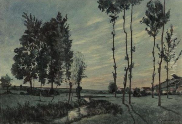 Loing A Saint-prive Oil Painting by Henri-Joseph Harpignies