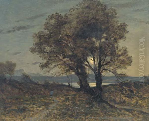 Paysage Au Clair De Lune Oil Painting by Henri-Joseph Harpignies