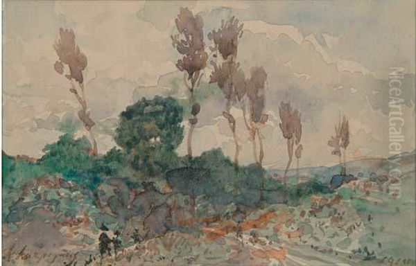 Chemin Et Grands Arbres Oil Painting by Henri-Joseph Harpignies