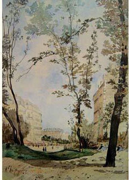 Le Parc Dans Une Ville Oil Painting by Henri-Joseph Harpignies