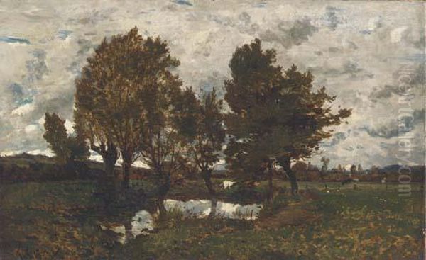 Paysage Pres D'un Village Oil Painting by Henri-Joseph Harpignies