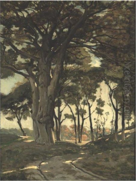 Wooded Landscape With A Cart Path Oil Painting by Henri-Joseph Harpignies