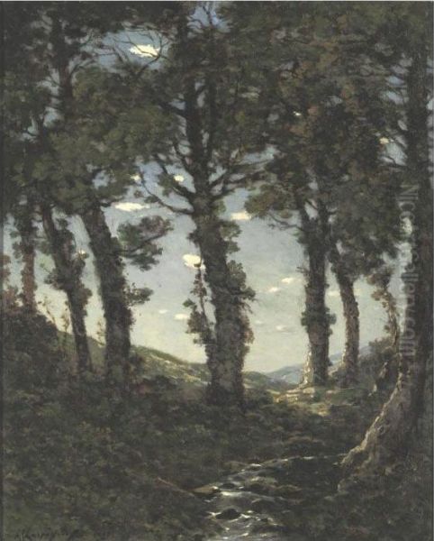 Wooded Landscape With A Stream Oil Painting by Henri-Joseph Harpignies