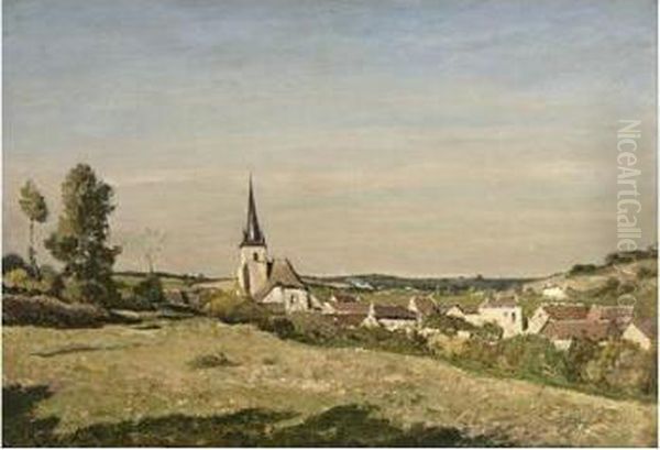 A View Of The Village Of Saint-prive Oil Painting by Henri-Joseph Harpignies