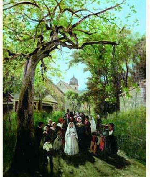 La Communion Solennelle 1860 Oil Painting by Henri-Joseph Harpignies