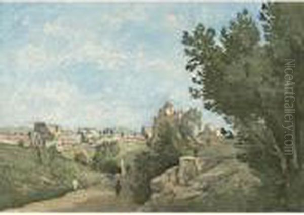 Vue De La Villa D'este Oil Painting by Henri-Joseph Harpignies